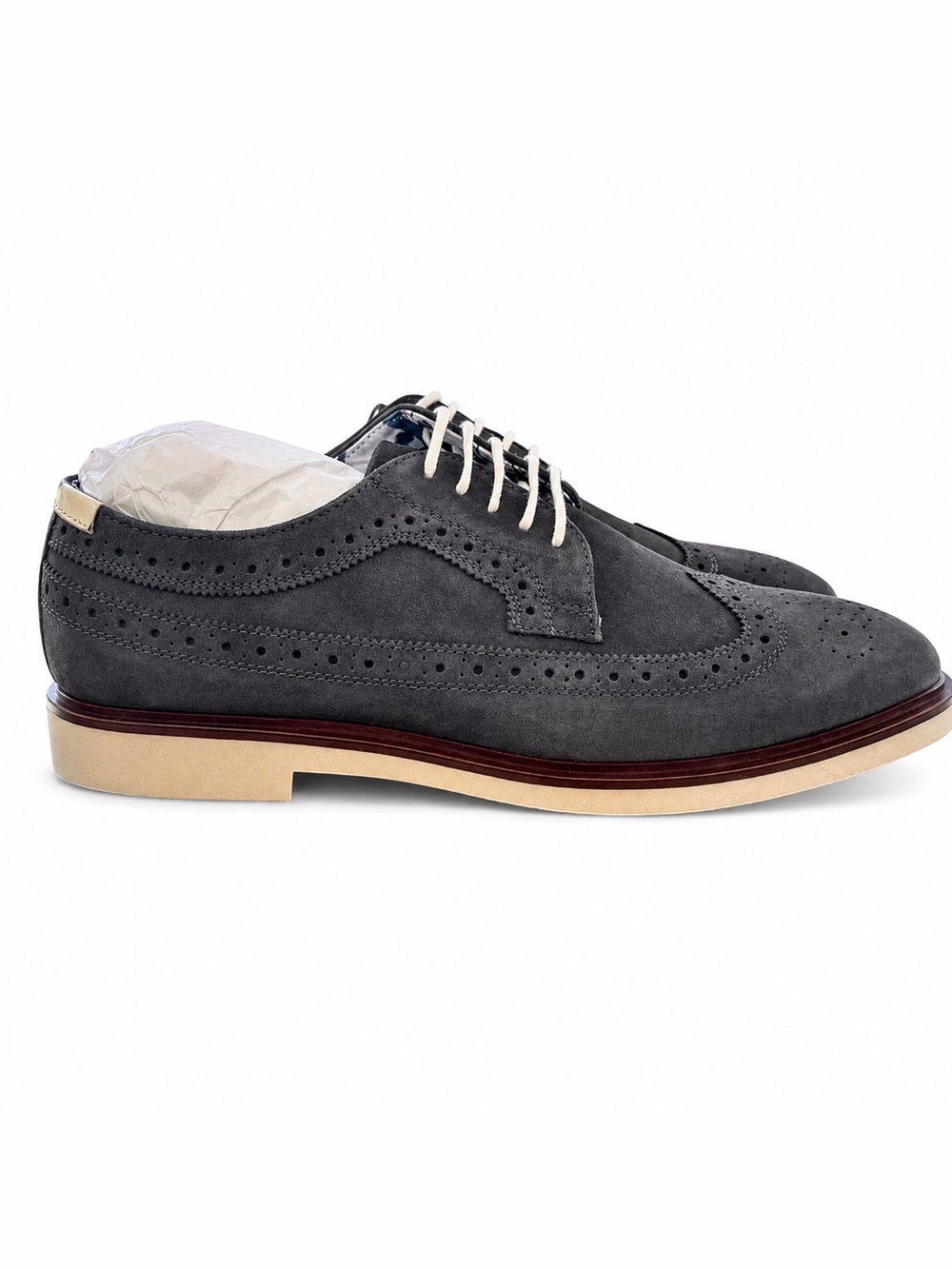 Paisley & Gray Telford Men’s Gray Suede Wingtip Oxford Dress Shoes Size 10.5 - Picture 2 of 10